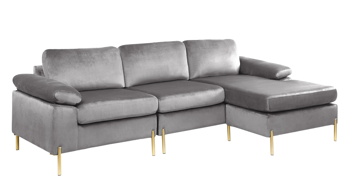 Shannon Velvet Sectional Sofa with Chaise