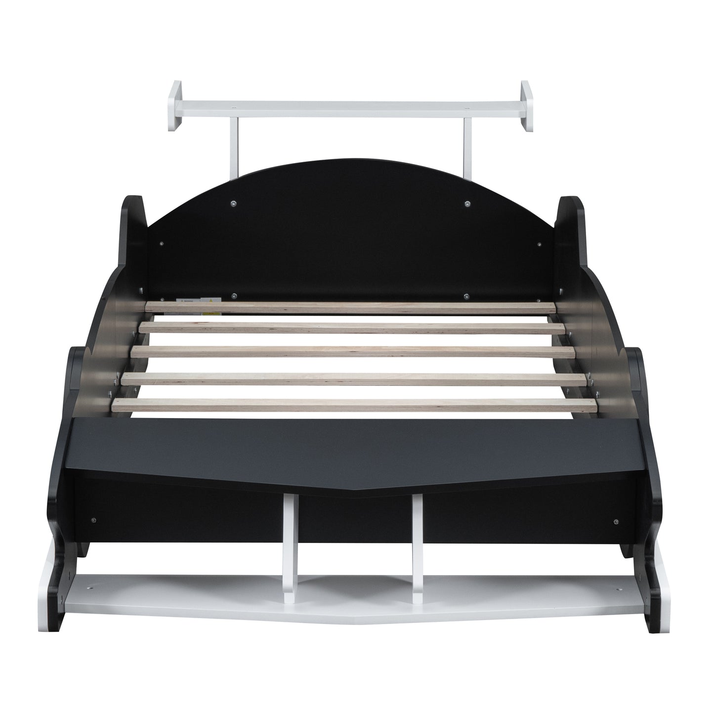 Twin Size Race Car-Shaped Platform Bed with Wheels,Black