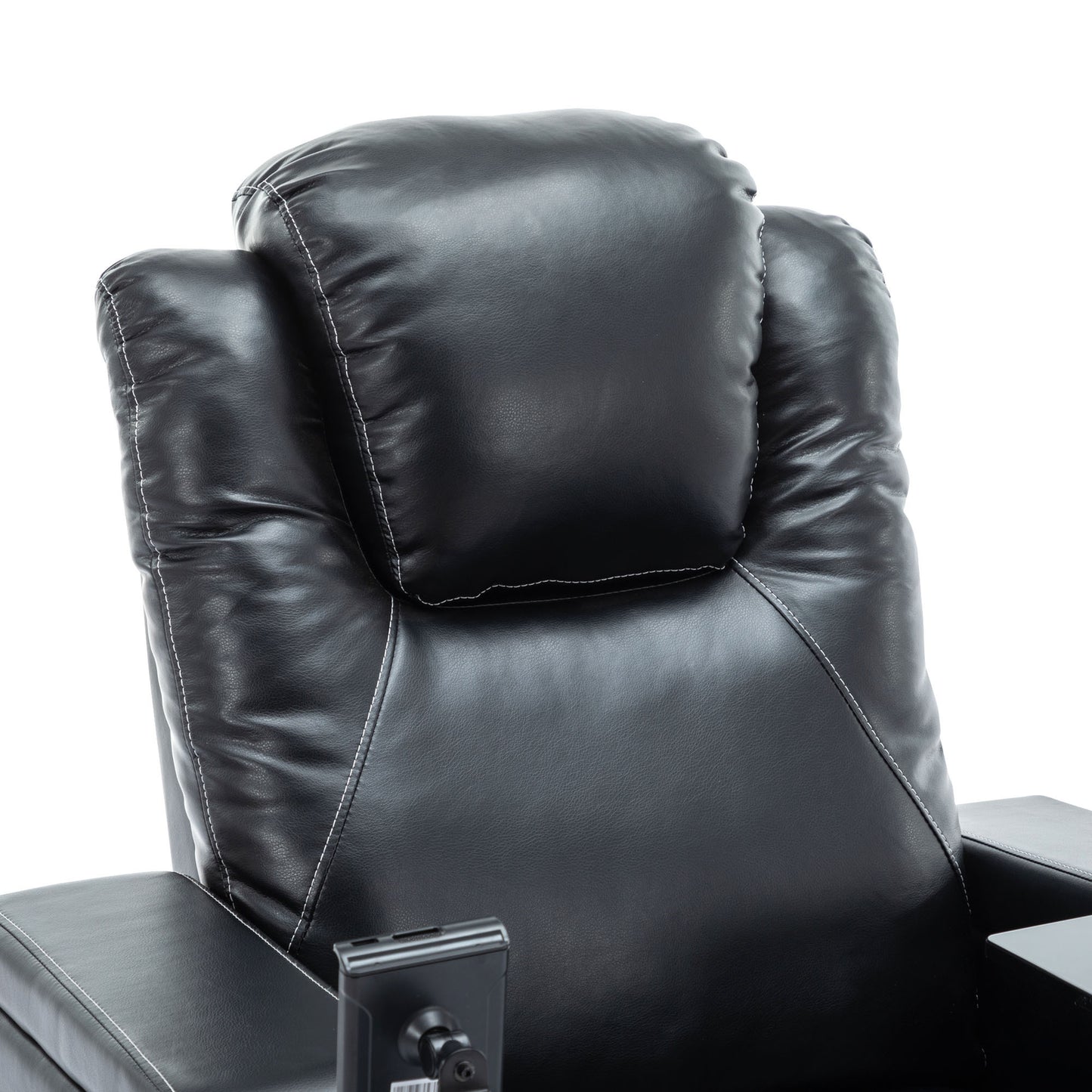 Luxurious Bluetooth Surround Sound Power Recliner with Swivel and Storage, Black