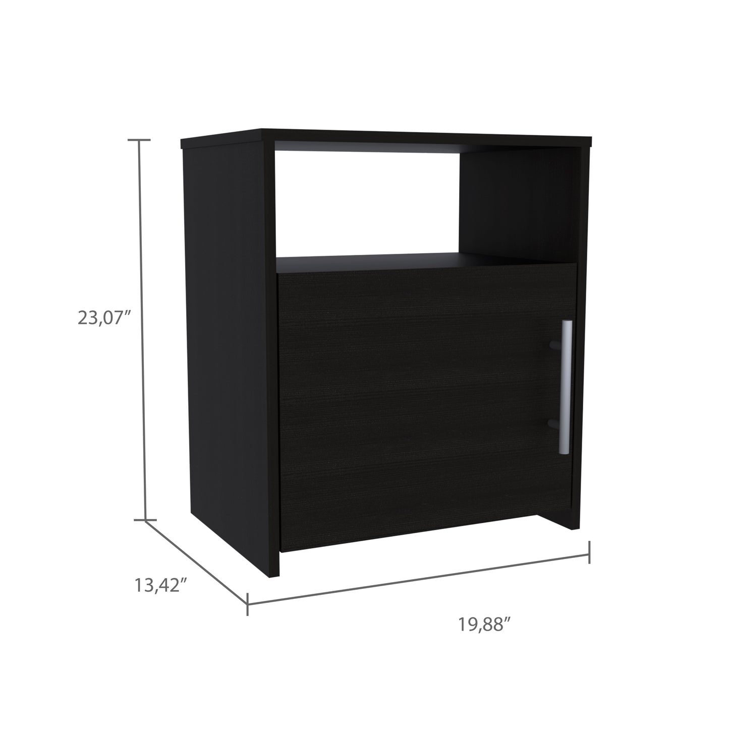 Florian 1-Shelf Nightstand Black Wengue