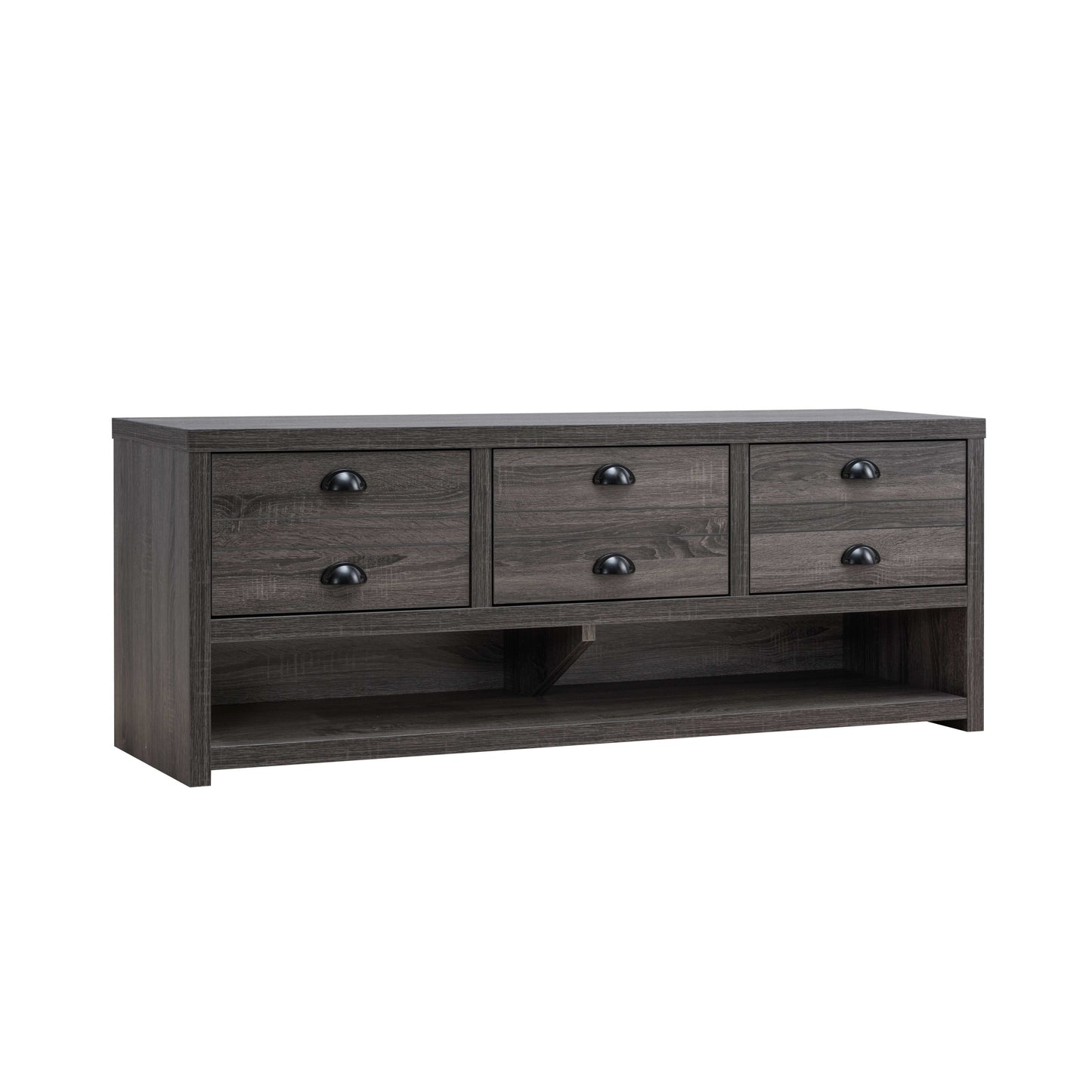 Rustic Grey TV Console with Built-In Storage