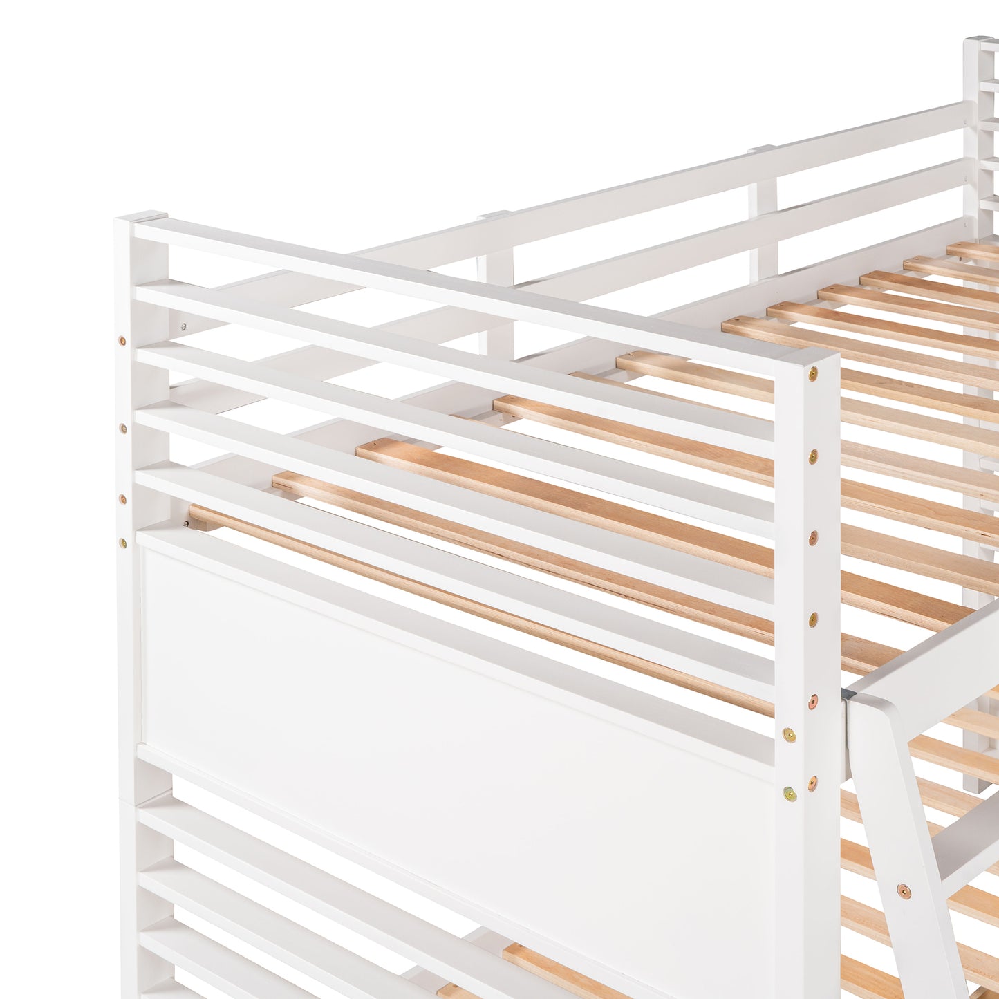 White Twin Bunk Bed with Two Underbed Drawers for Space-Saving Sleepovers