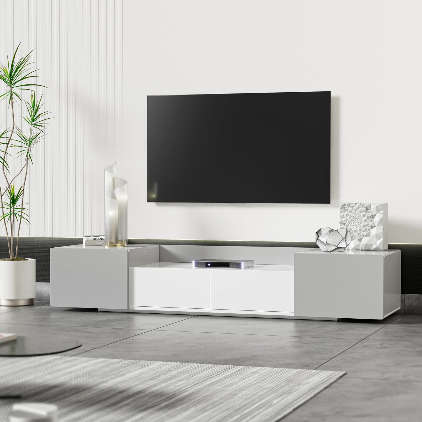 Contemporary TV Console with Spacious Storage and Sleek Design