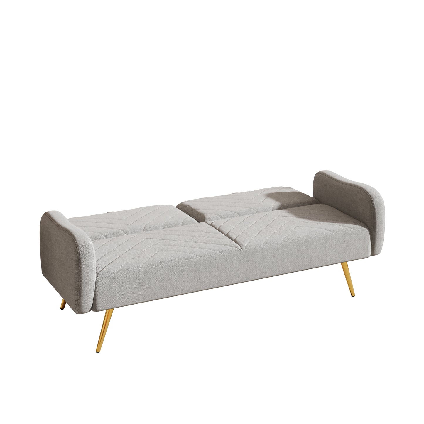 70.47 Gray Fabric Double Sofa with Split Backrest and Two Throw Pillows