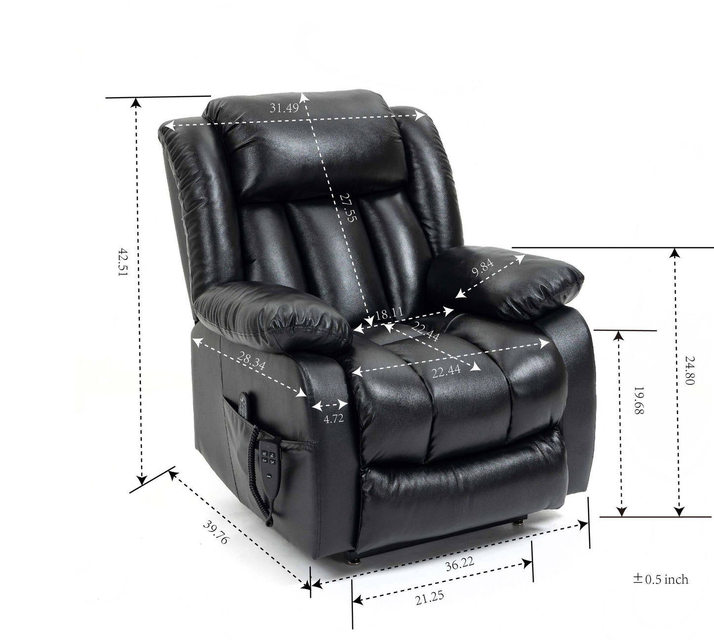 Electric Power Lift Recliner Chair with Massage and Lumbar Heating