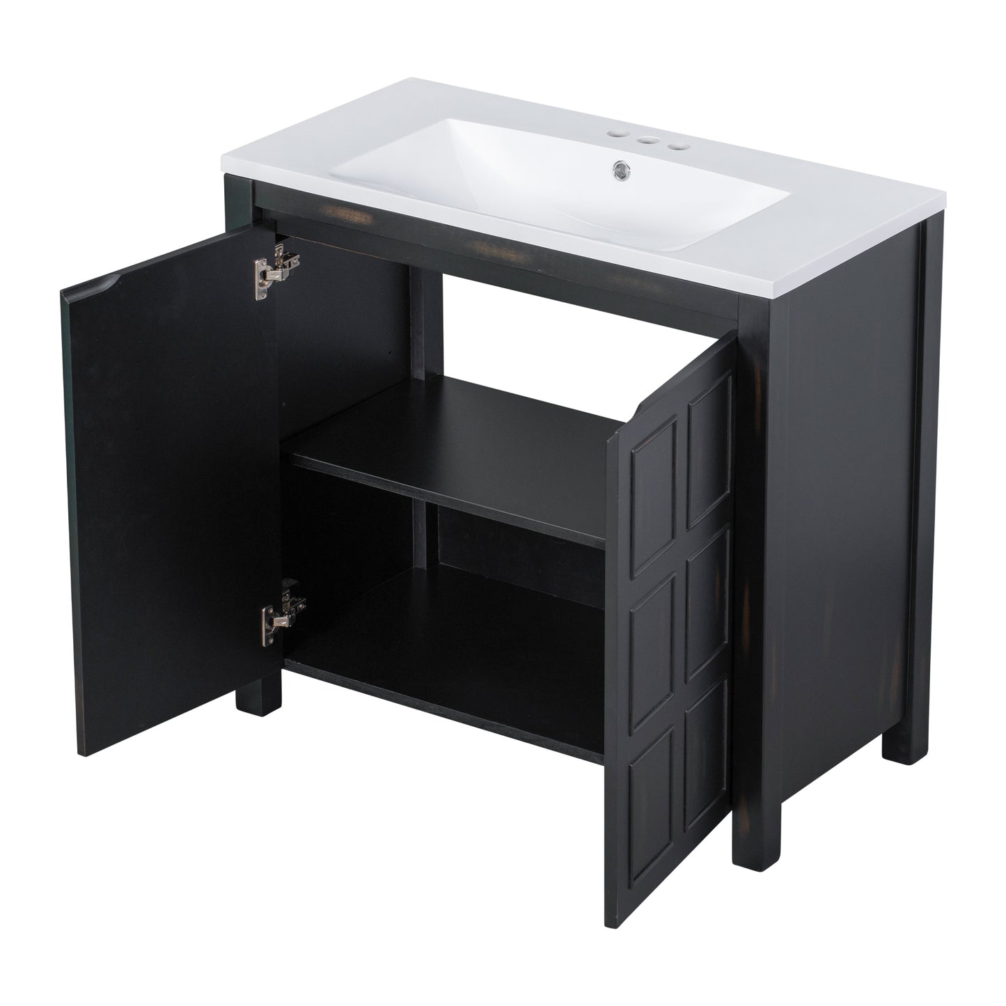 36" Bathroom Vanity Organizer with Sink, Combo Cabinet Set, Bathroom Storage Cabinet, Retro Espresso(the same with SV000004AAE)