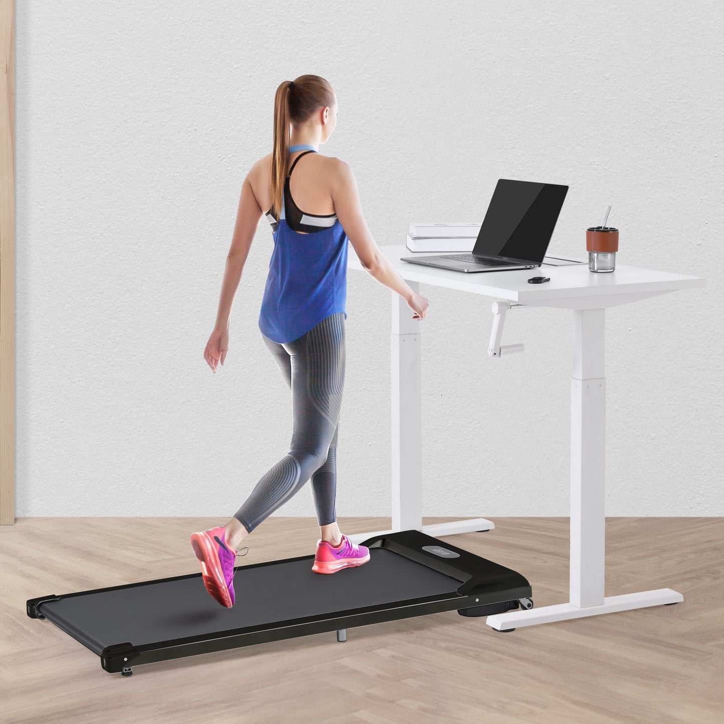 2 in 1 Under Desk Electric Treadmill 2.5HP, with Bluetooth APP and speaker, Remote Control, Display, Walking Jogging Running Machine Fitness Equipment for Home Gym Office