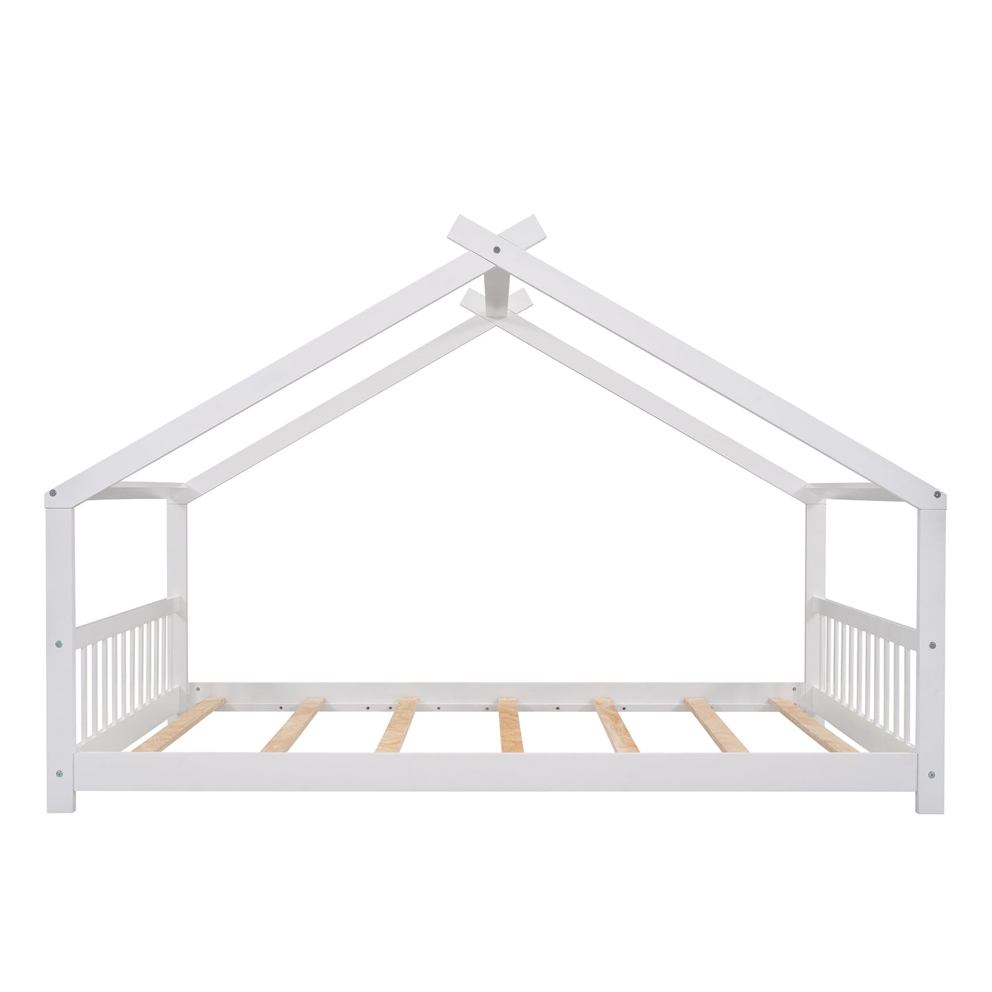 Full Size House Bed Wood Bed, White