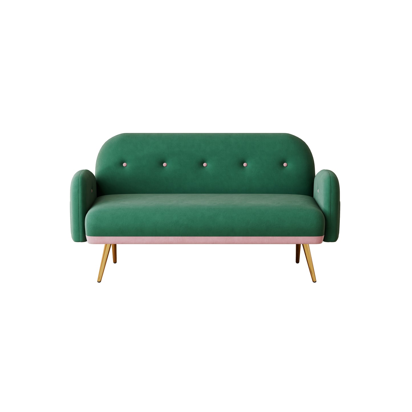 58 Green Velvet Sofa with 2 Pillows for Small Spaces