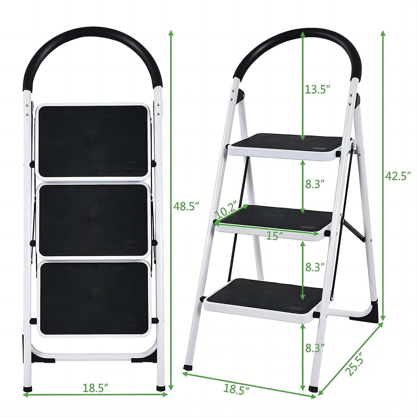 3 Step Ladder Folding Step Stool with Wide Anti-Slip Pedal 330lbs Capacity Portable Ladders