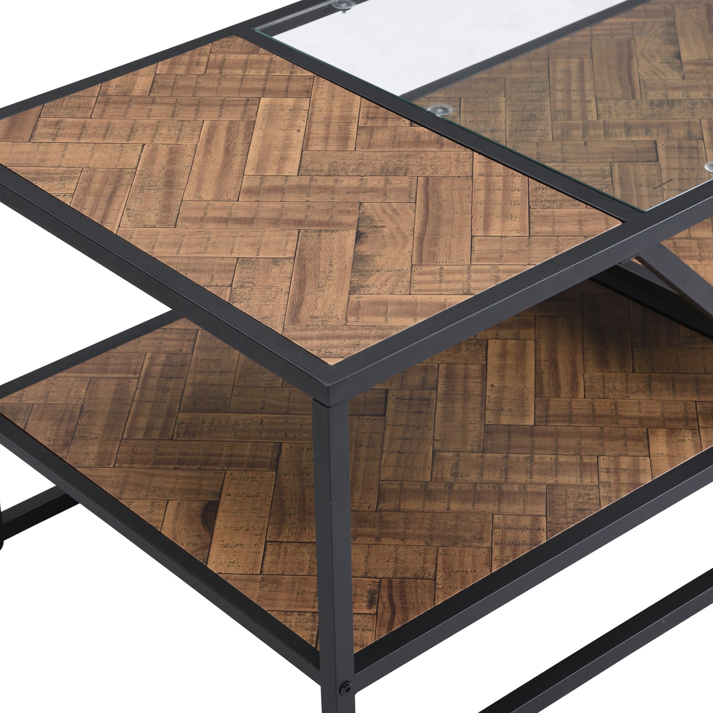 Sleek Black Coffee Table with Tempered Glass Top and Storage Shelf: Ideal for Living Room and Bedroom