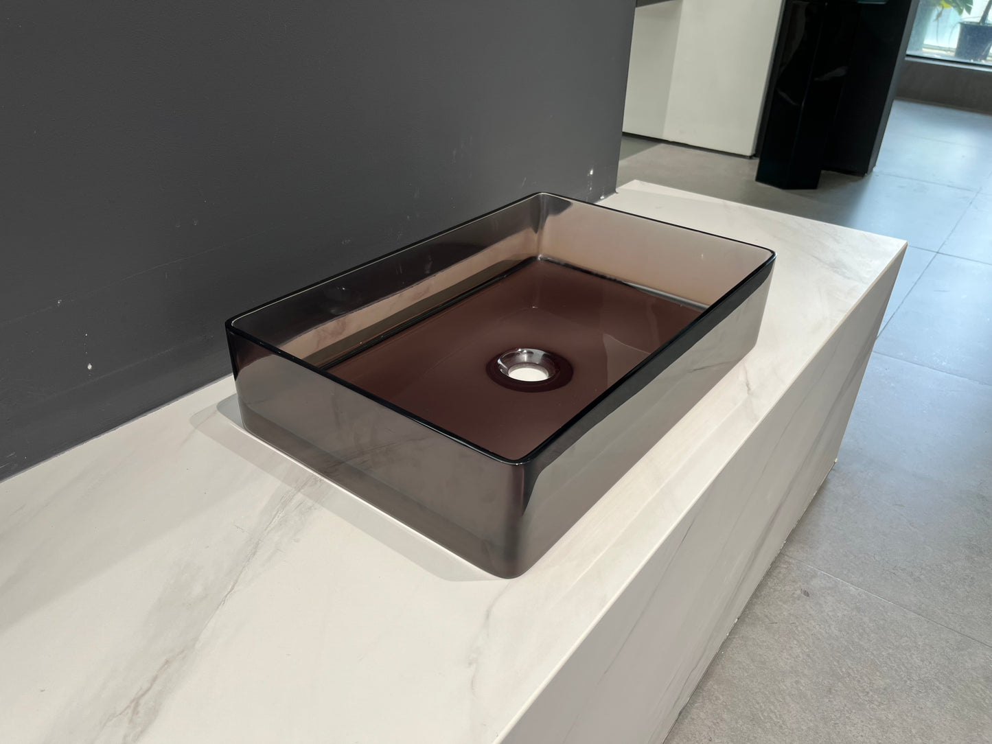 Transparent grey Solid surface basin