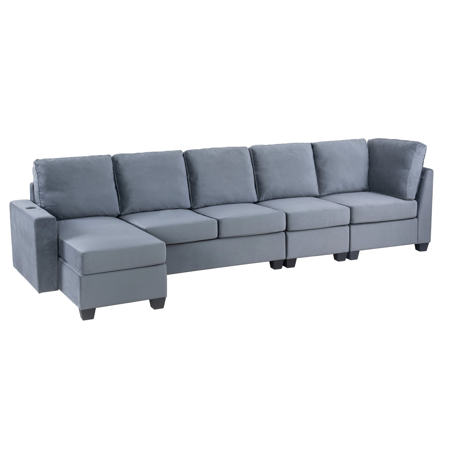 138*57 Modern L shape Sectional Sofa with Convertible Chaise Lounge