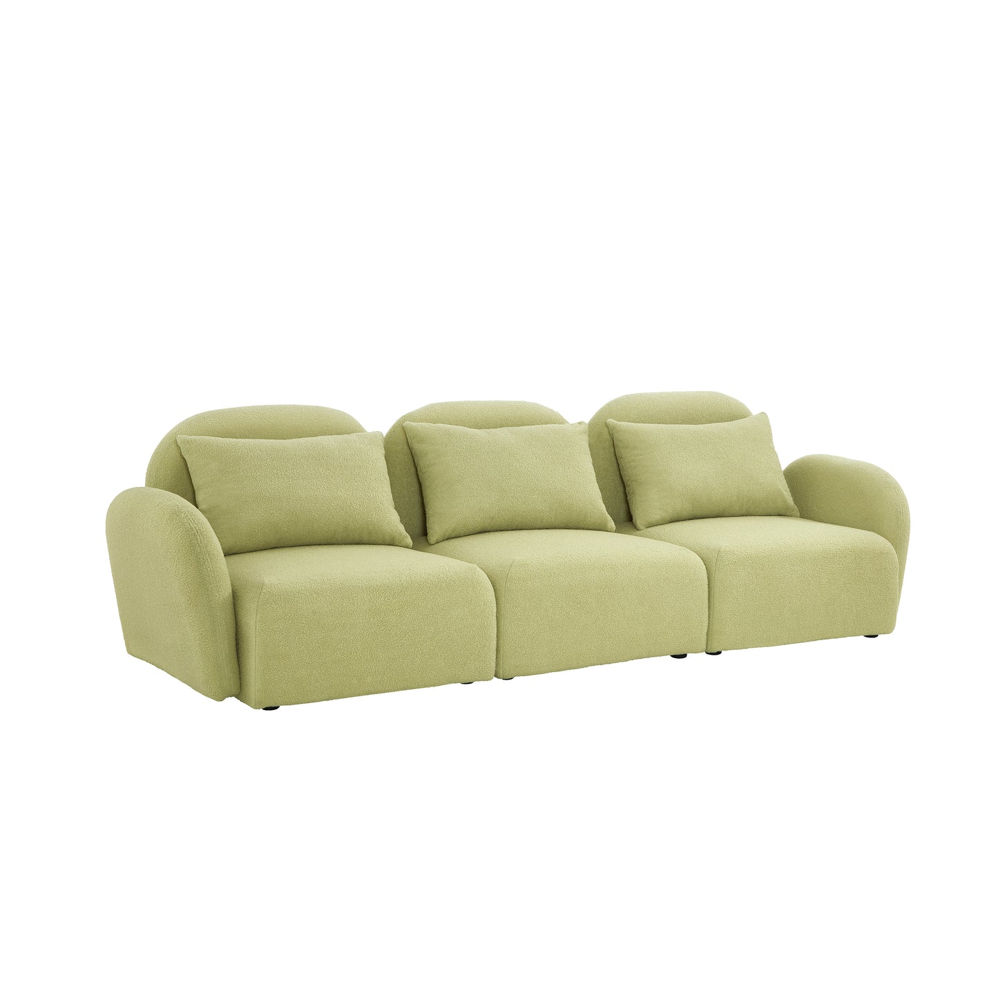 Living Room Furniture Three Seat Lazy Sofa Teddy Fabric Light Green