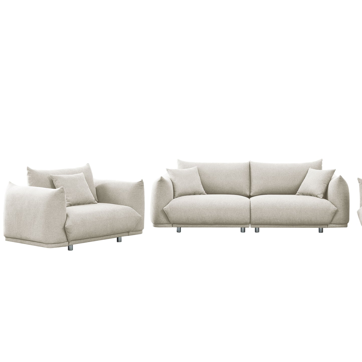 Modern 4-Piece Sofa Set with Solid Wood Frame and Metal Legs