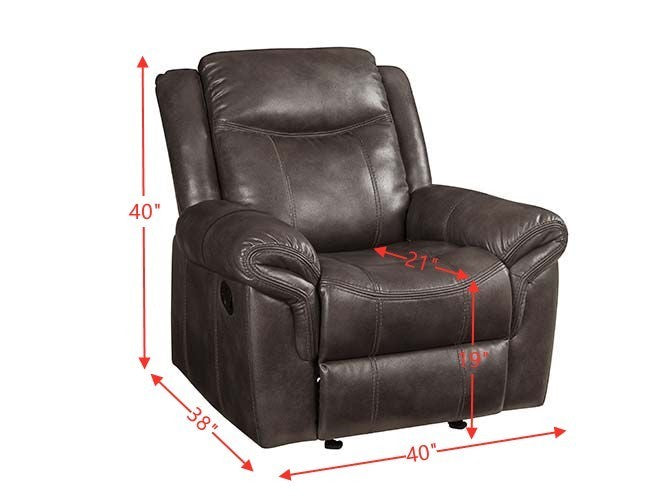 Lydia Glider Recliner with Cupholders, USB Ports, and Brown Leather Aire