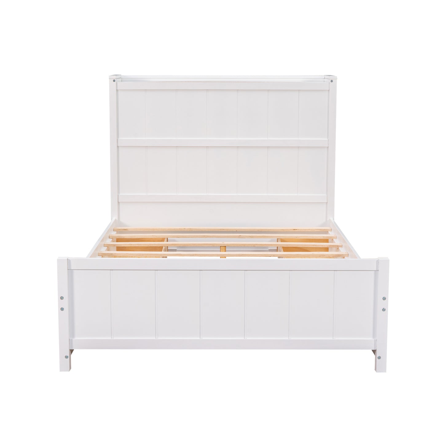 Full Size Platform Bed with Drawers and Storage Shelves, White