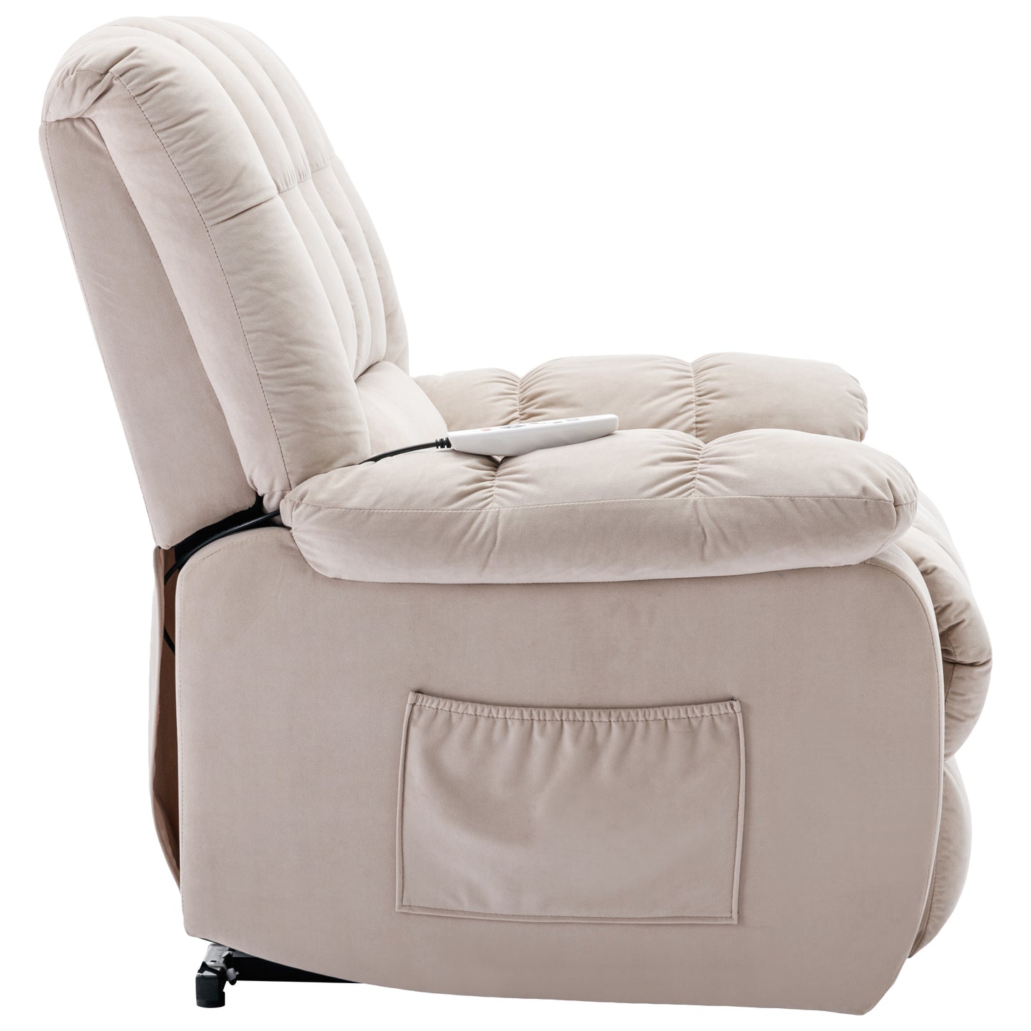 Electric Power Lift Massage Recliner Chair with Heat and Vibration, Beige - Comfortable and Customizable Electric Lift Recliner with Massage Function