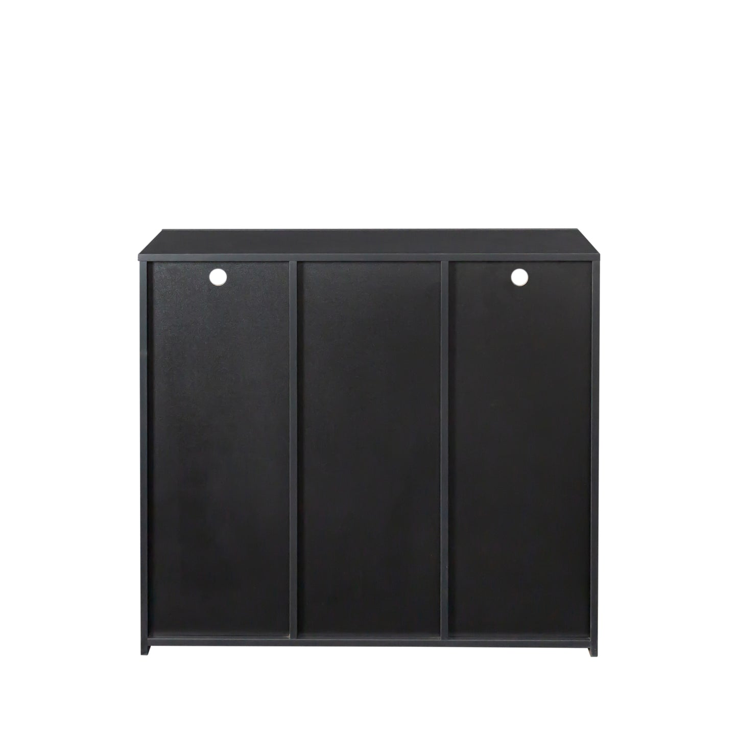 LED Lighted Black High Gloss Sideboard Storage Cabinet with Multifunctional Design