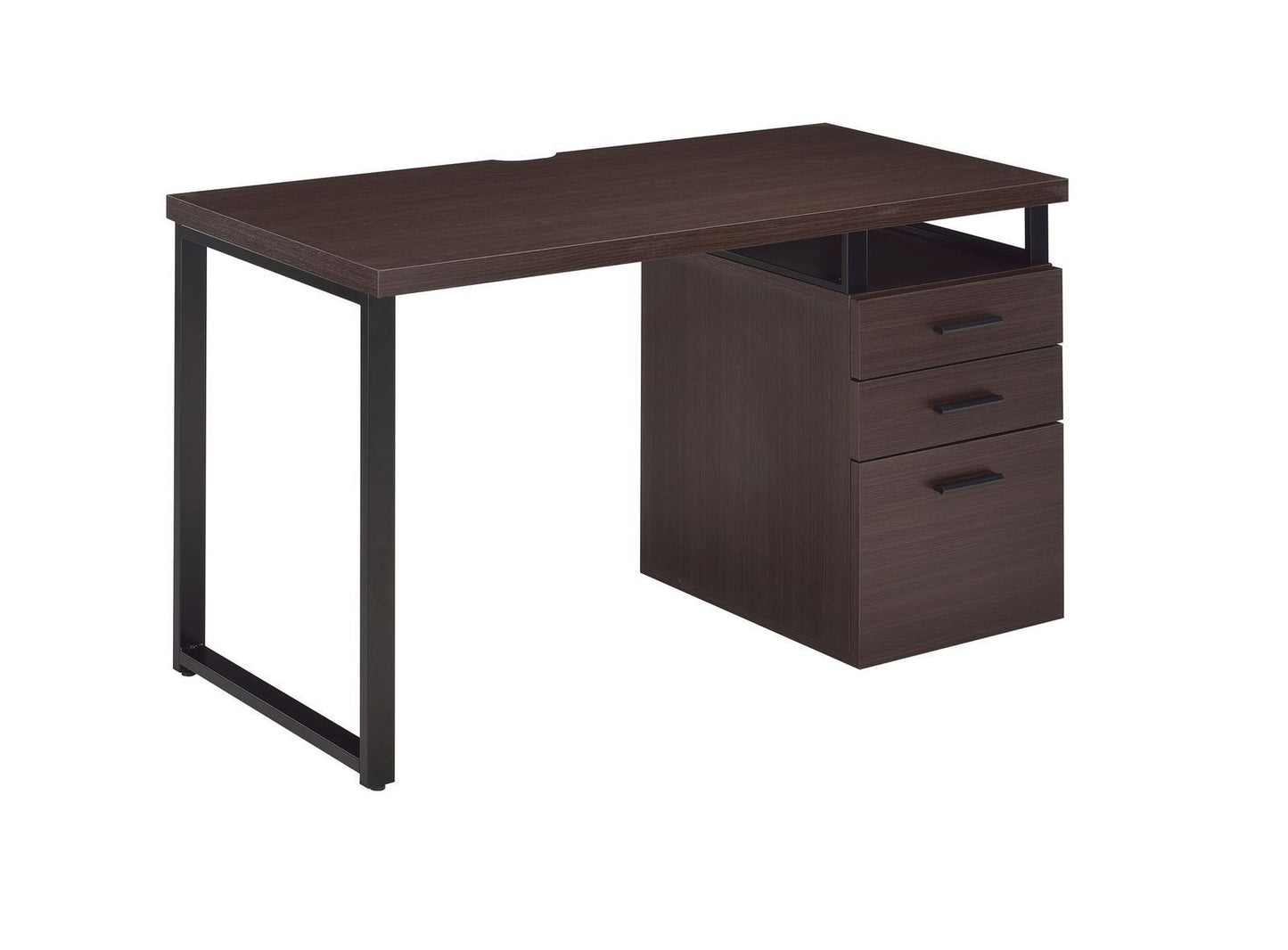 Coy Dark Oak Office Desk with Integrated File Storage