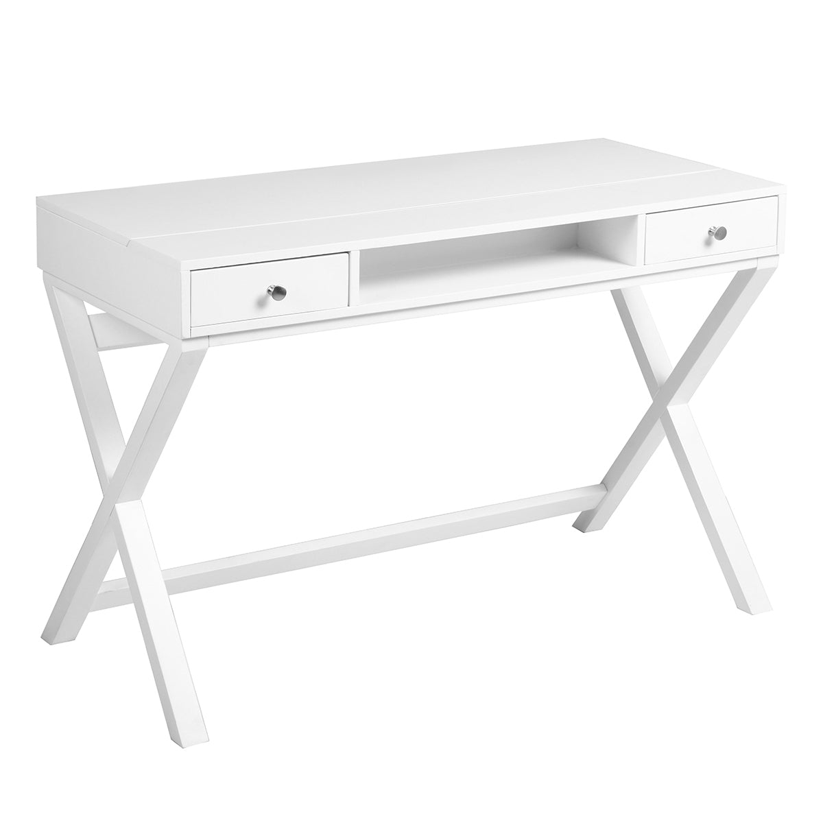 Adjustable Lift Desk with Storage Drawers, Contemporary Farmhouse Home Office Desk, White