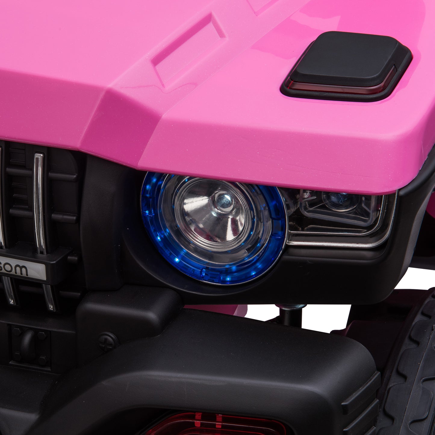 Electric 2-Seater Pink Police Car Ride-on Truck for Kids with Remote Control, Siren, and Music