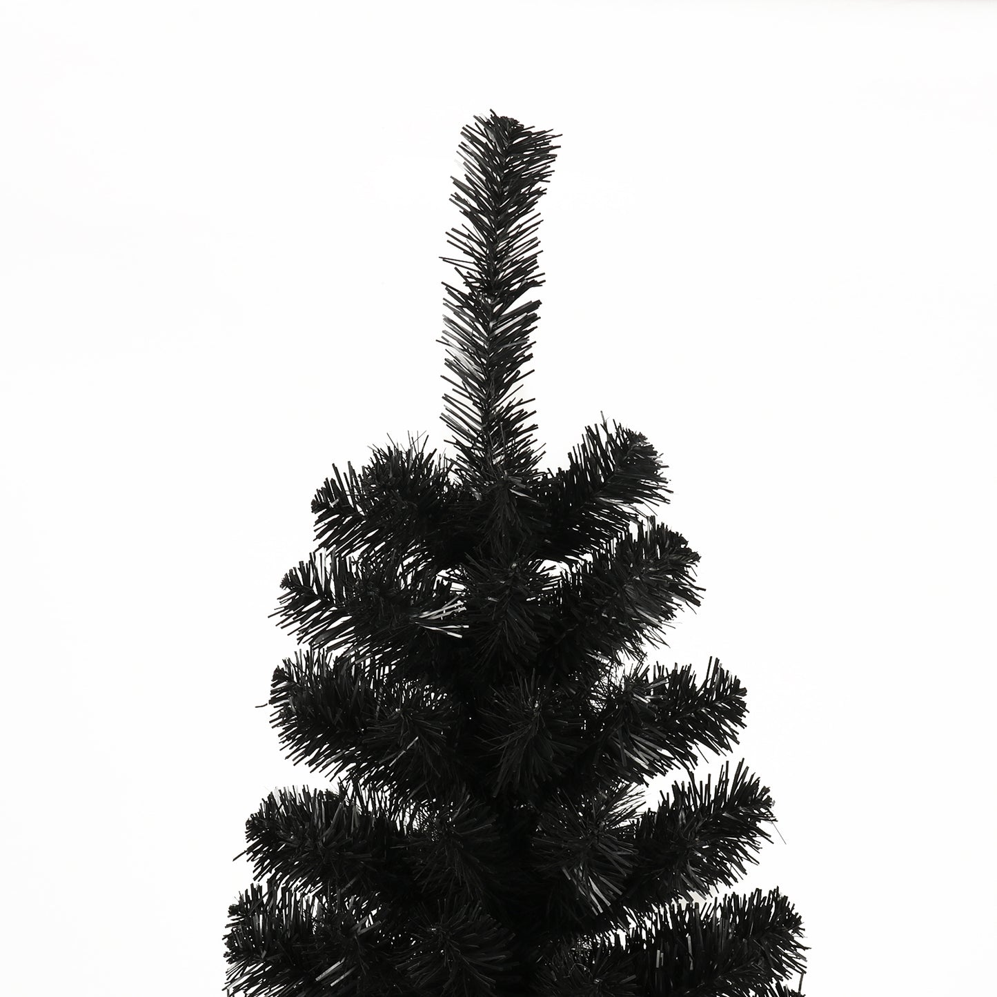 7.5FT Elegant Black Christmas Tree with Slim Design and Foldable Metal Stand