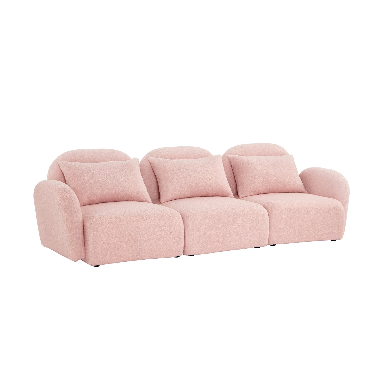 Living Room Furniture Three Seat Lazy Sofa Teddy Fabric Pink