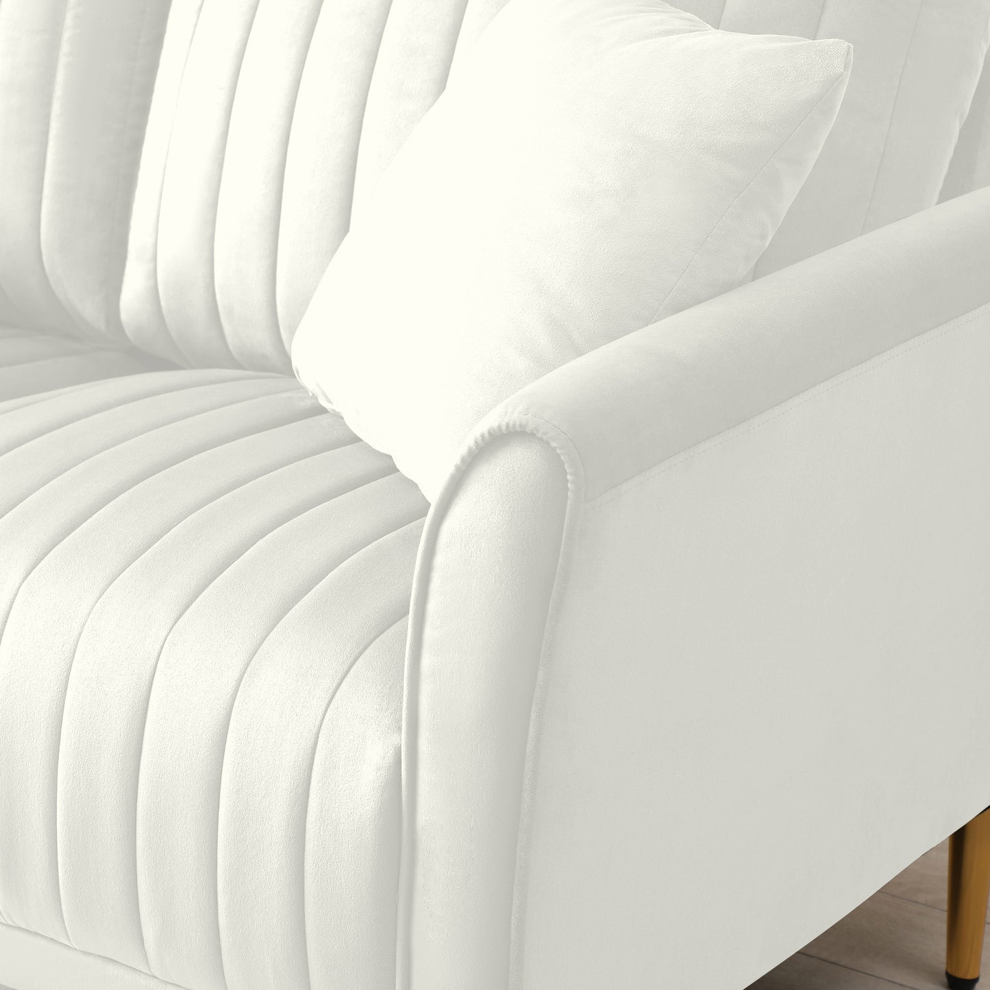 Square Ottoman Cream Velvet Stool Seat with Metal Legs, Footrest for Bedroom to match with Living Room Chairs Armchairs