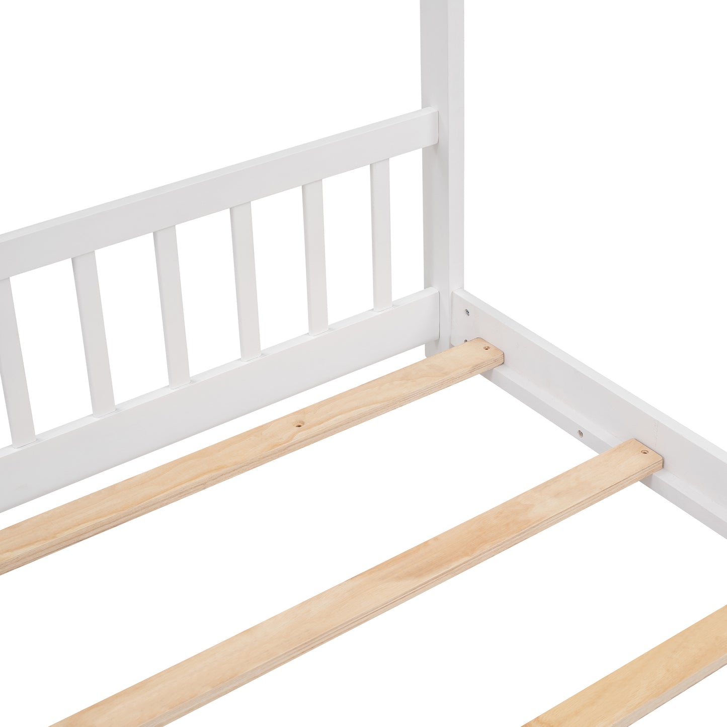 Full Size House Bed Wood Bed, White