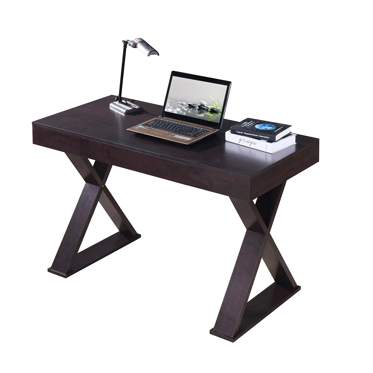 Chic Espresso Work Desk with Storage Drawer