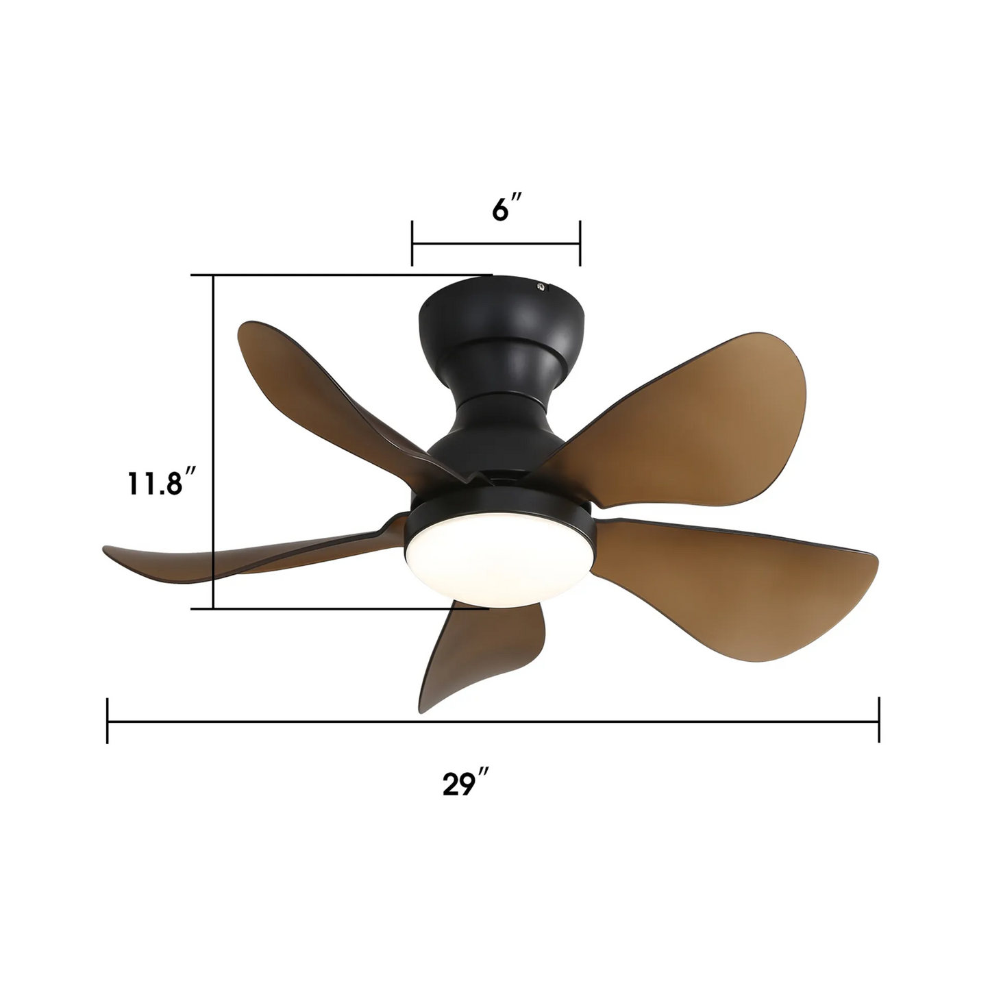 29 Inch Sleek Black Ceiling Fan with Whisper-Quiet Reversible Motor & Remote Control