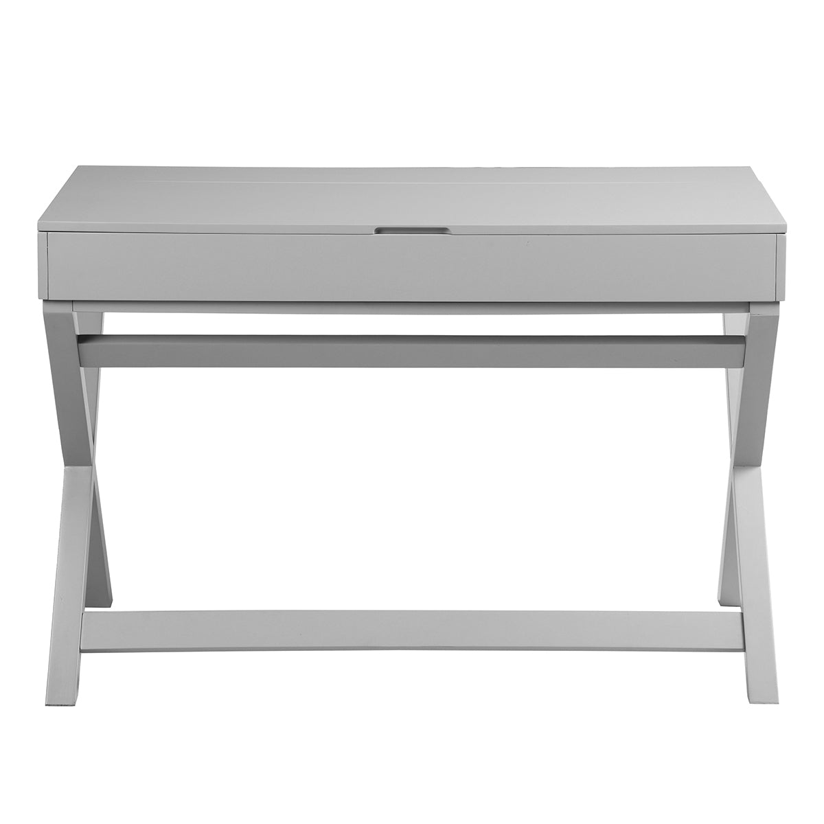 Adjustable Lift Desk with Farmhouse Style and Storage, Grey