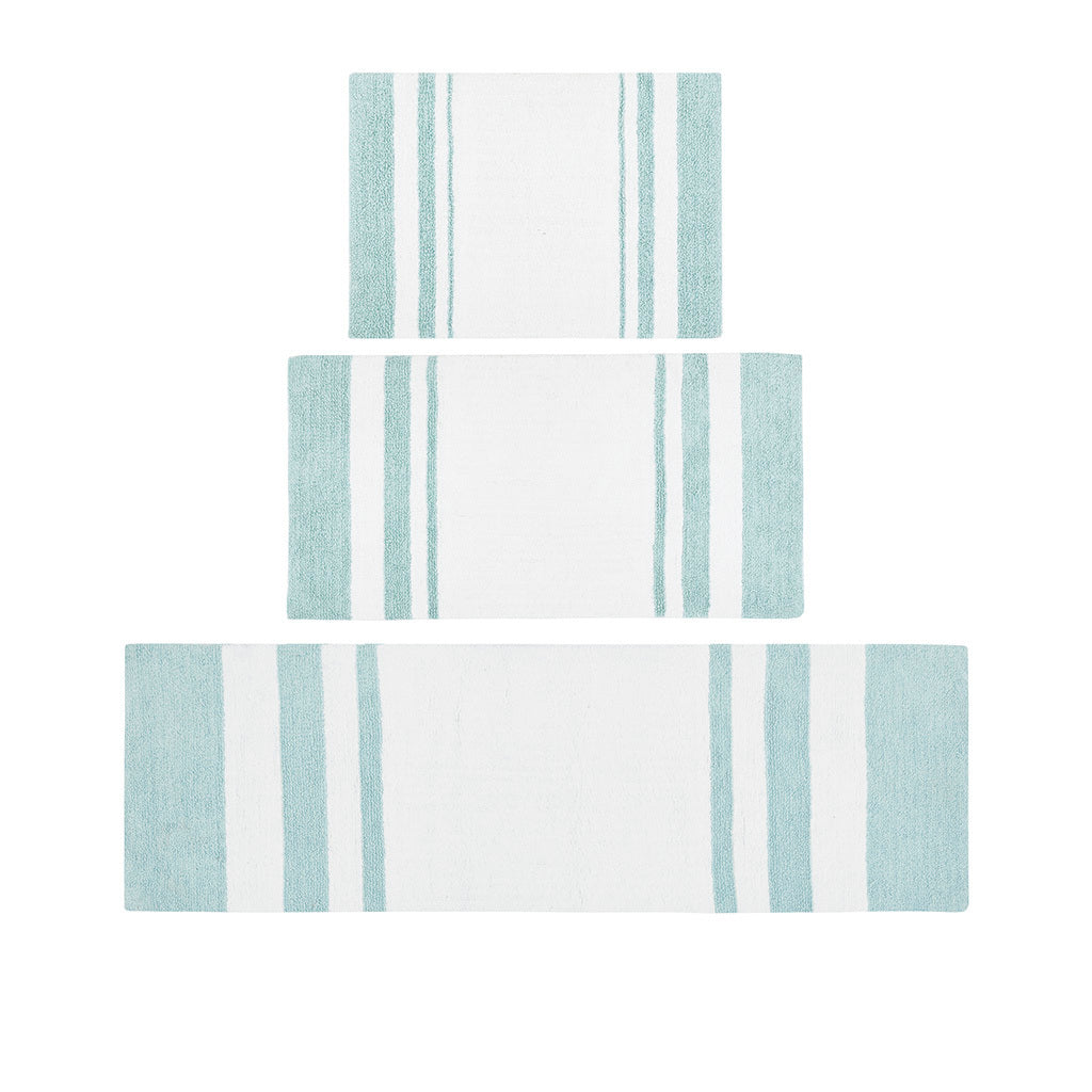 Reversible Aqua Cotton Bath Rug