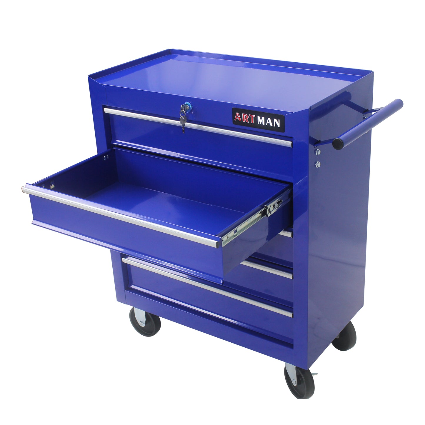 5 DRAWERS MULTIFUNCTIONAL TOOL CART WITH WHEELS-BLUE