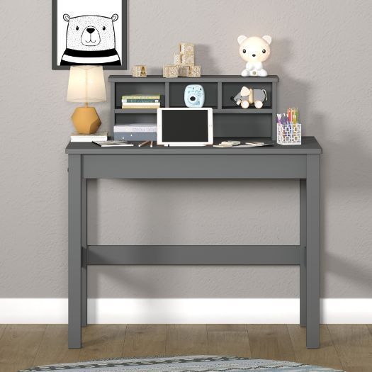 Logan Gray Writing Desk with Versatile Hutch