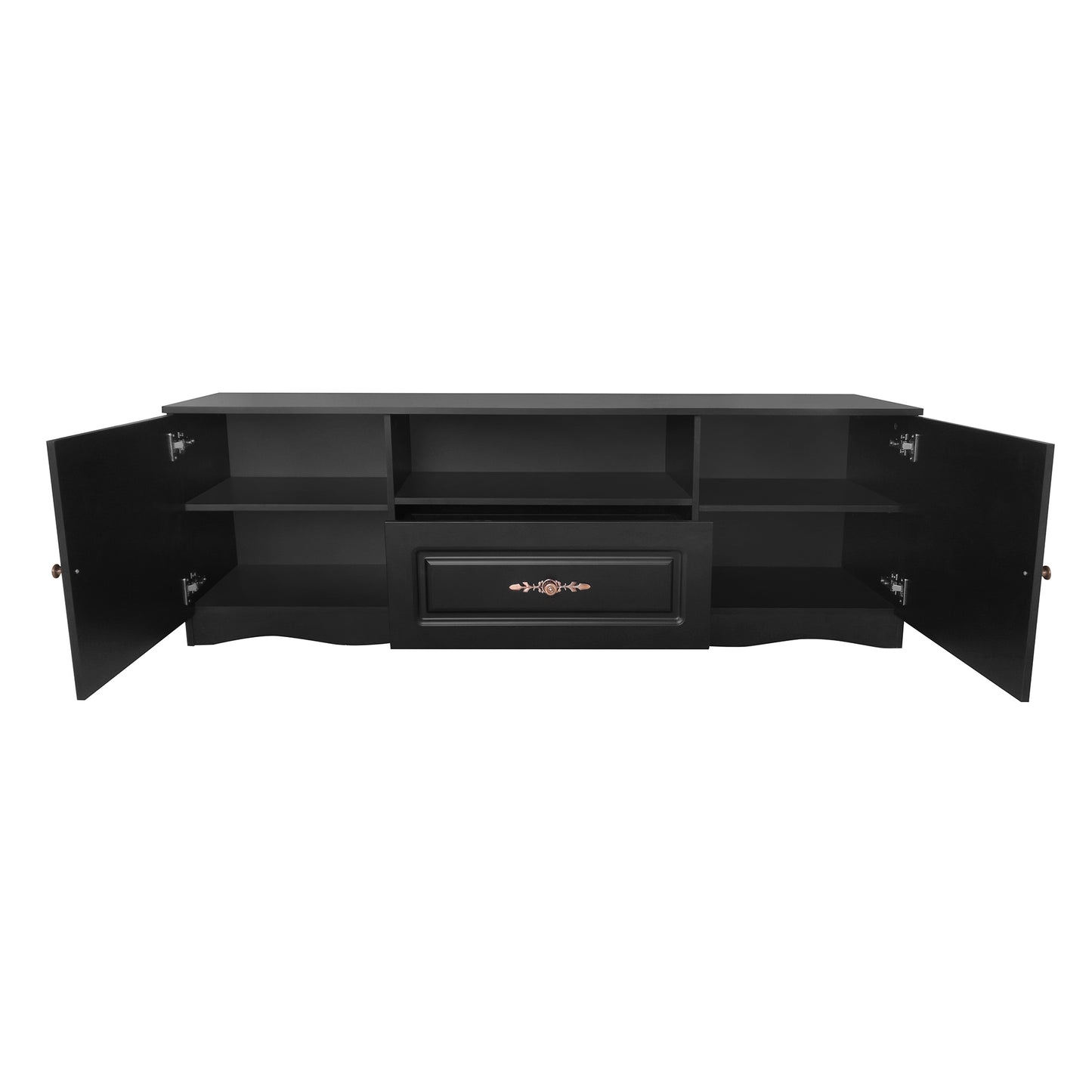 Elegant Black TV Stand with Storage for 60+ Inch TV, Modern Console Cabinet Furniture