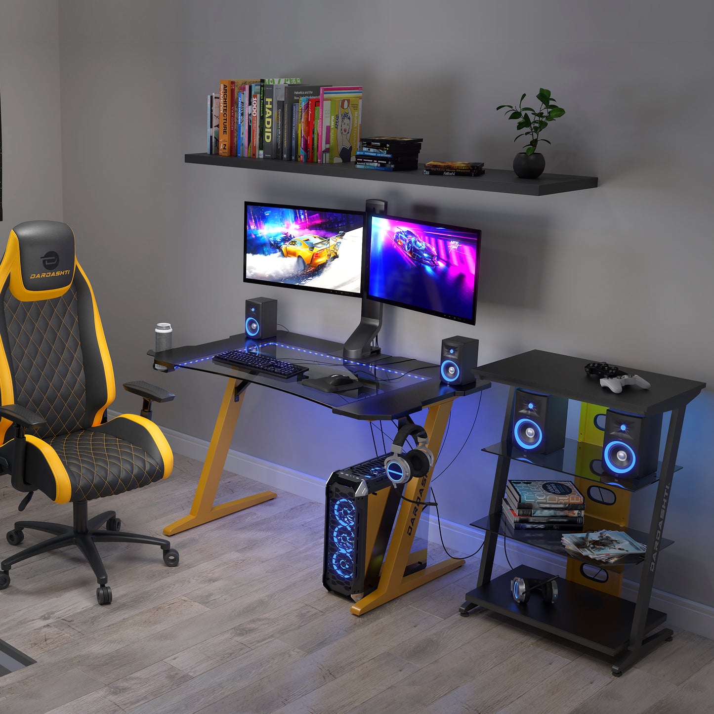 Dardashti Vibrant Yellow Gaming Shelves S1-21