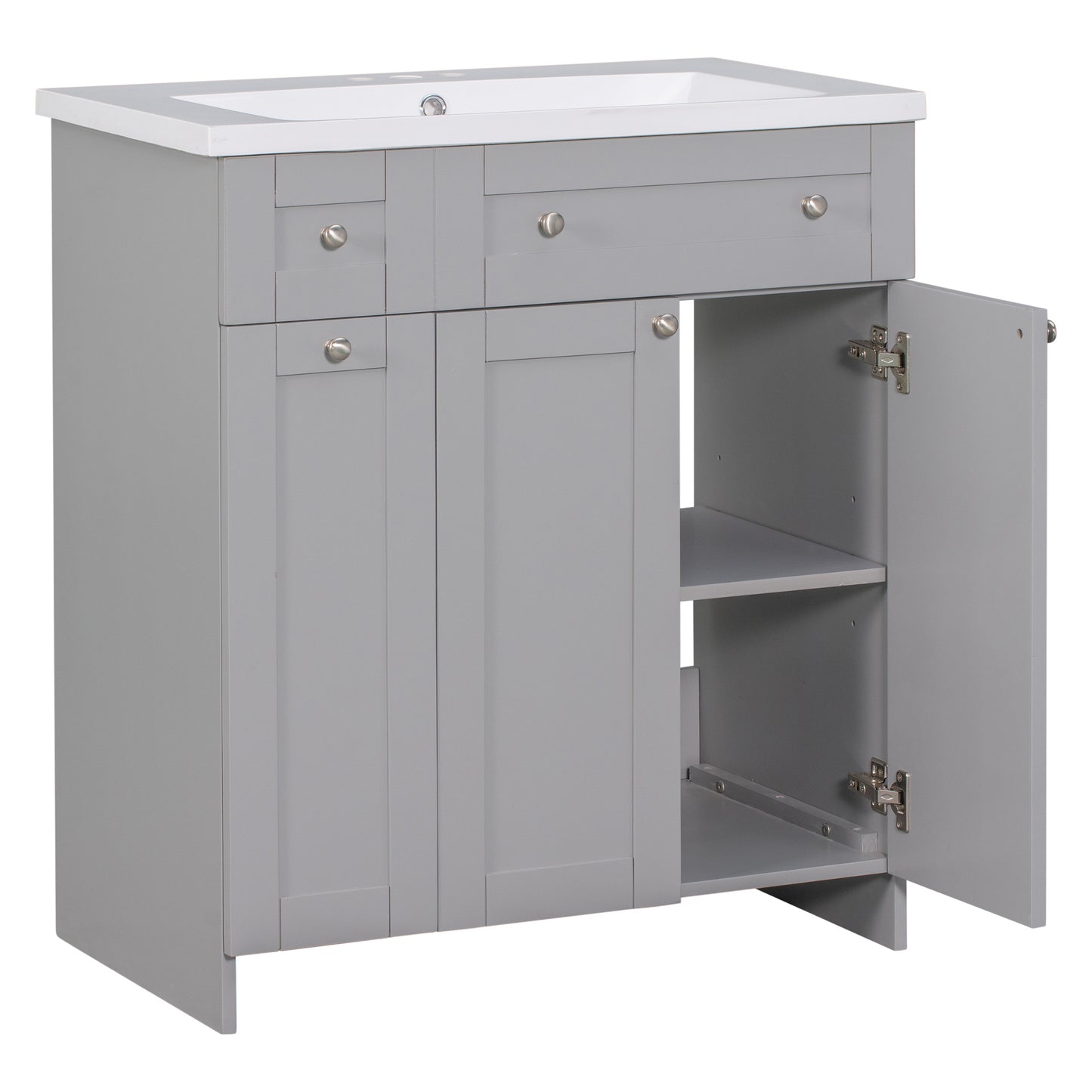 30" Bathroom vanity with Single Sink in grey,Combo Cabinet Undermount Sink,Bathroom Storage Cabinet