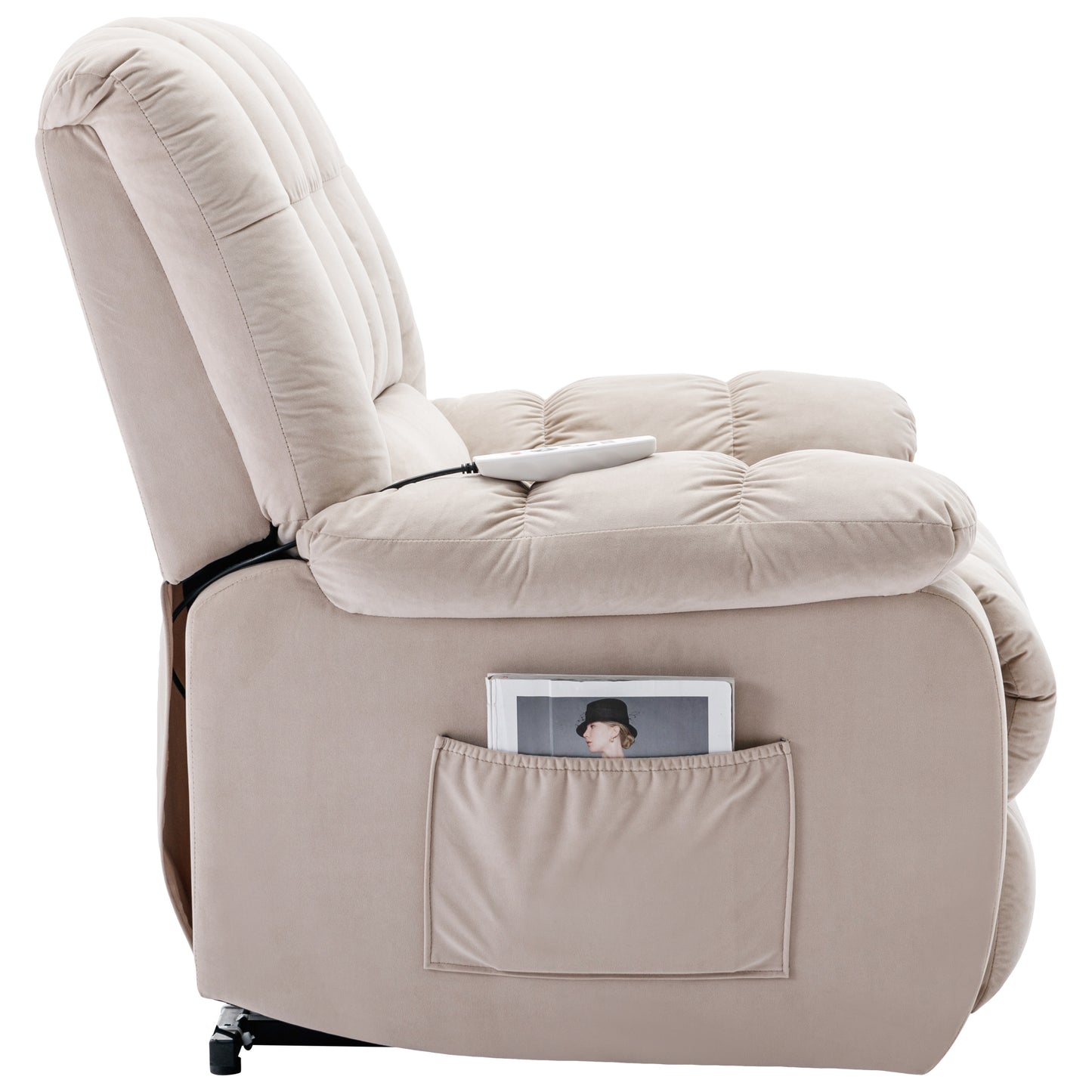 Electric Power Lift Massage Recliner Chair with Heat and Vibration, Beige - Comfortable and Customizable Electric Lift Recliner with Massage Function