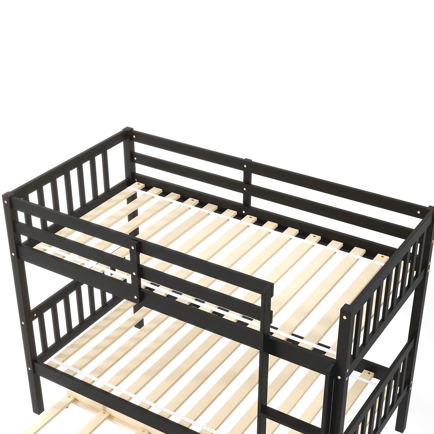 Trio Bunk Bed Set with Trundle, Durable Wood Frame and Safety Enhancements