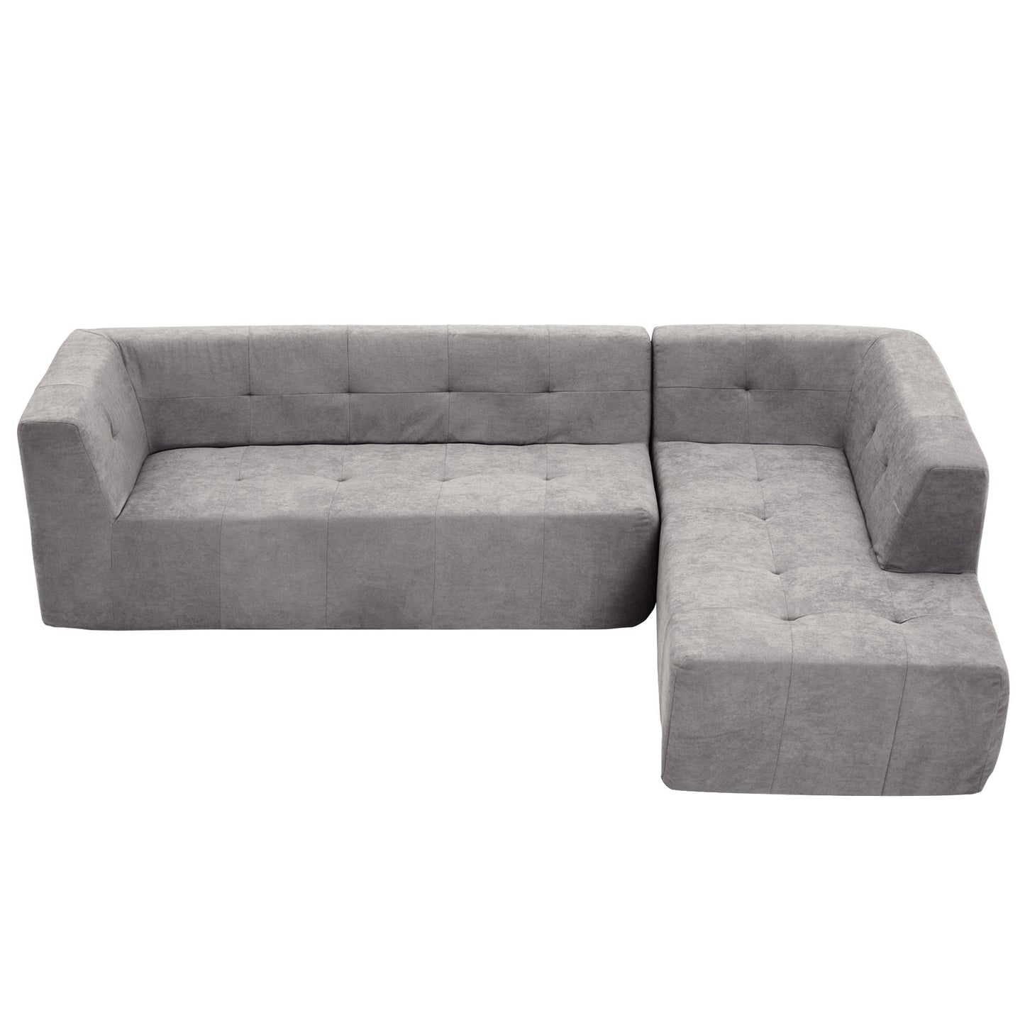 110.2*72.8 Modern Minimalist L-Shaped Living Room Sofa Set in Light Grey Twill Polyester Fabric