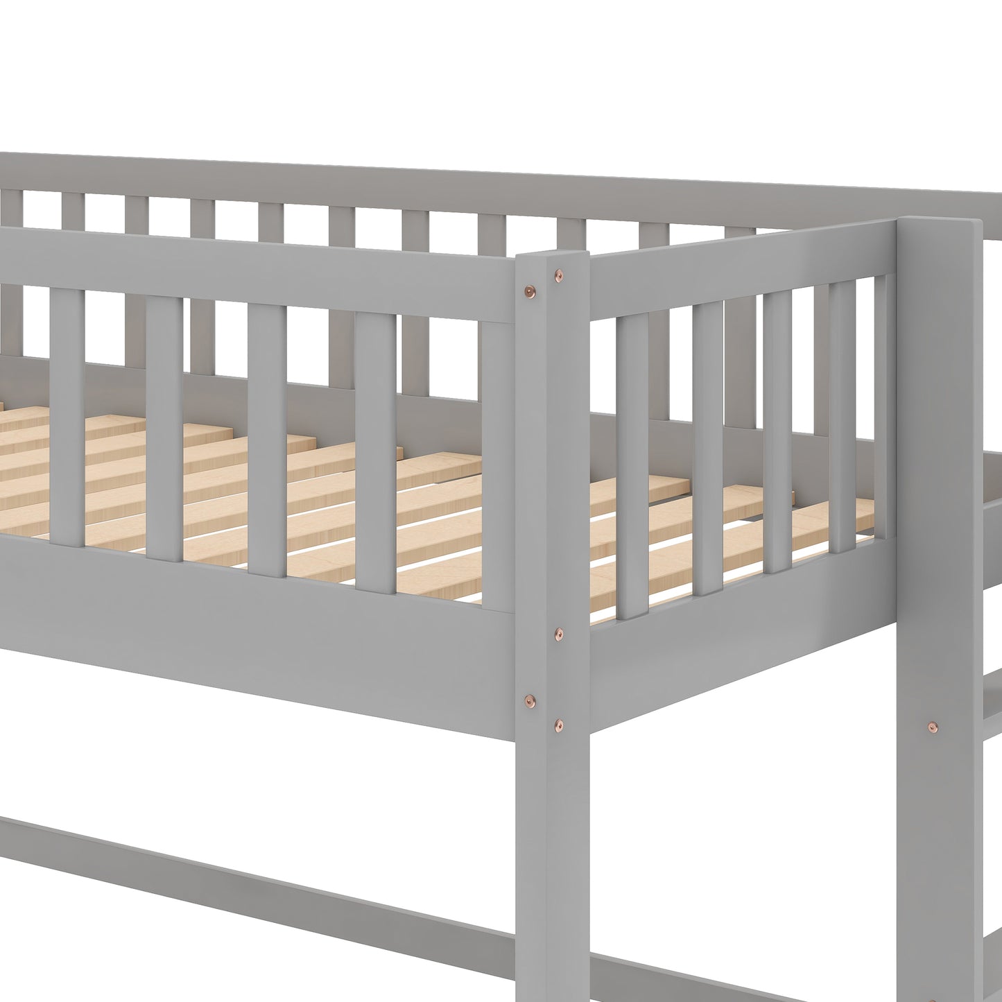 Twin Size Low Loft Bed with Ladder and Slide, Gray(OLD SKU:WF196418AAE)