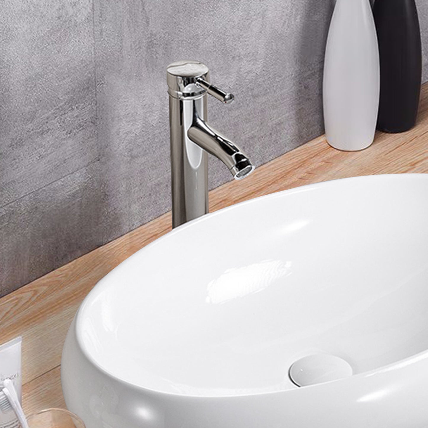 Vessel Bathroom Sink Basin in White Ceramic