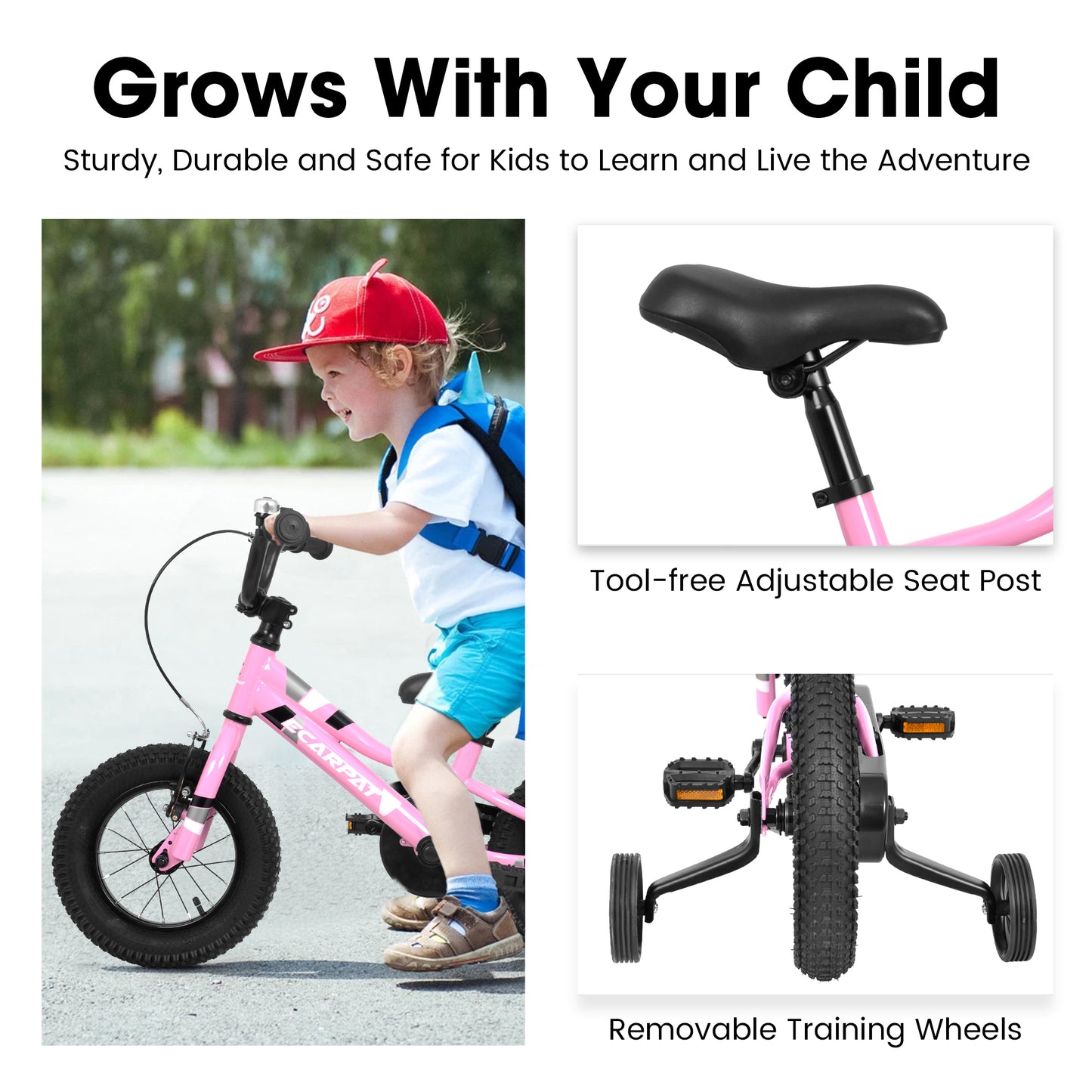 A16117 Ecarpat Kids' Bike 16 Inch Wheels, 1-Speed Boys Girls Child Bicycles For4-7Years, With Removable Training Wheels Baby Toys,  Front V Brake, Rear Holding Brake