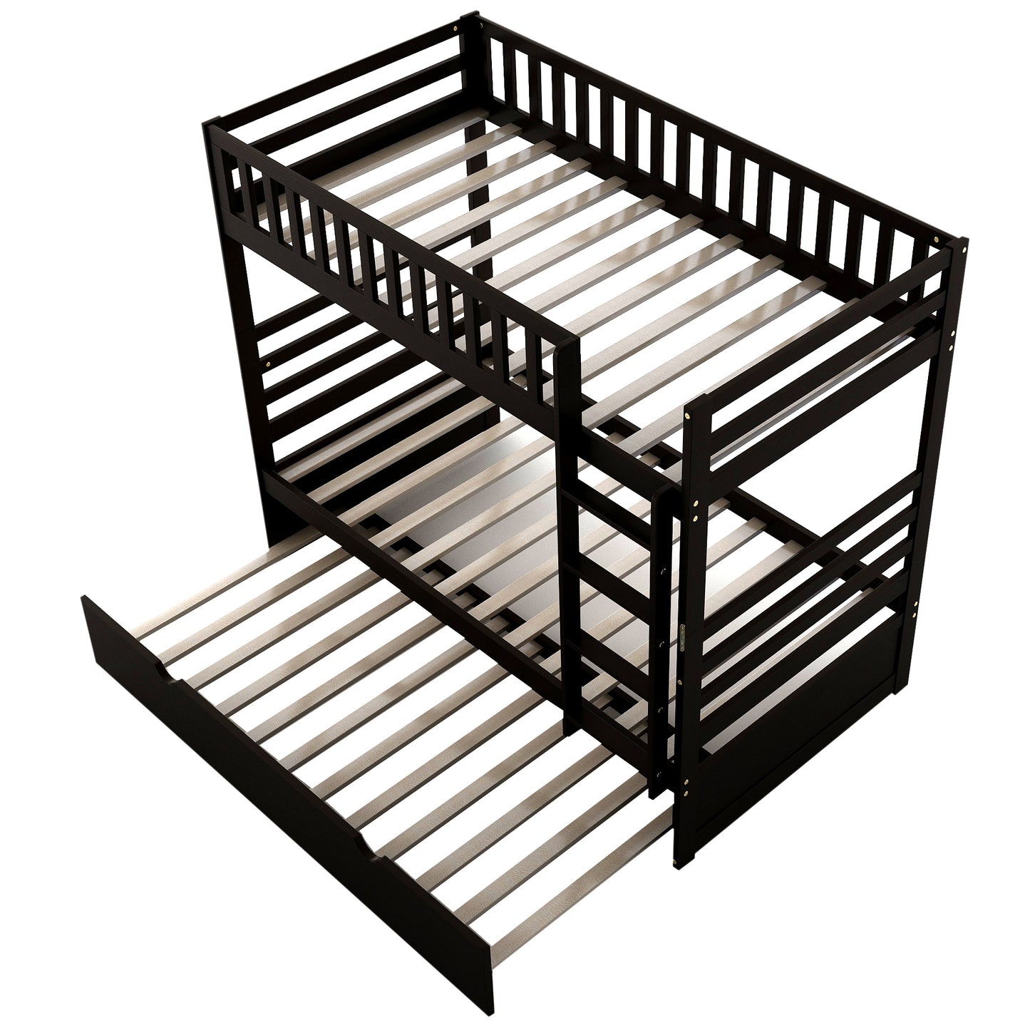 Children's Twin Bunk Beds with Trundle Bed and Safety Features