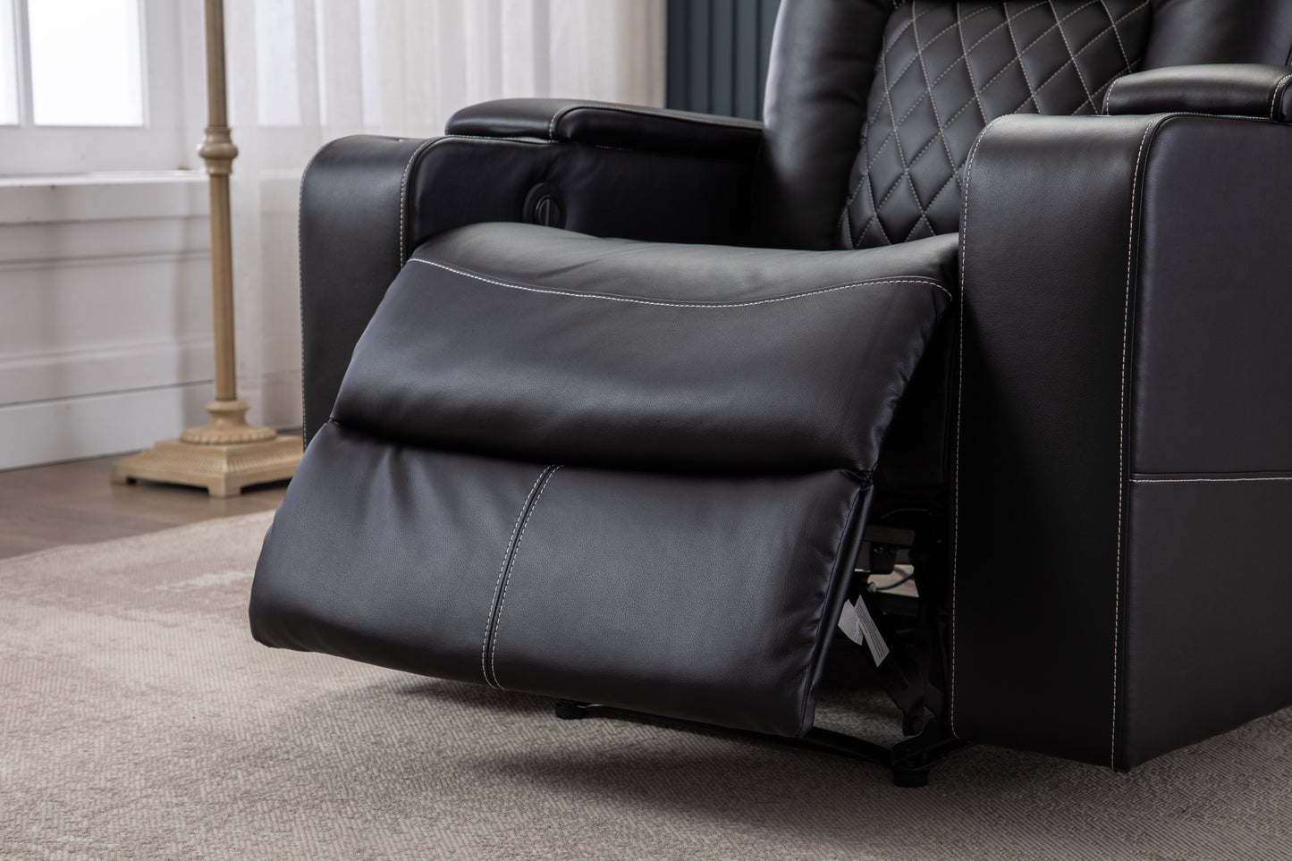 Luxurious Recliner with Cup Holder and USB Port in PU Material