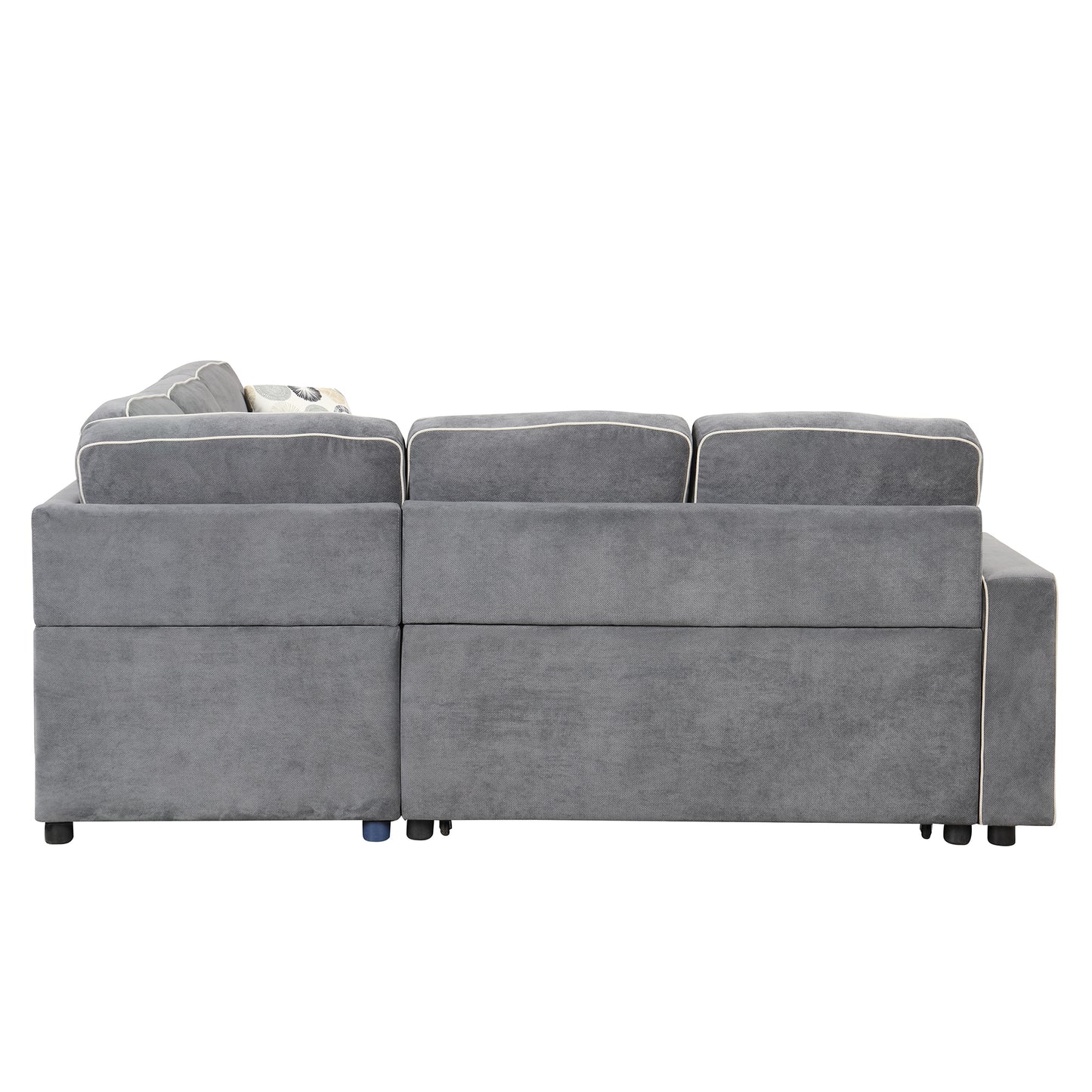 83 L-Shaped Convertible Sleeper Sofa with USB ports, Power Sockets, and Pillows, Gray