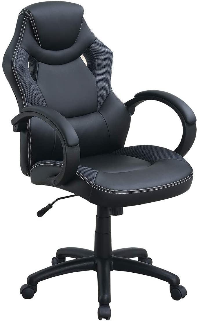 Office Chair Upholstered 1pc Cushioned Comfort Chair Relax Gaming Office Work Black Color