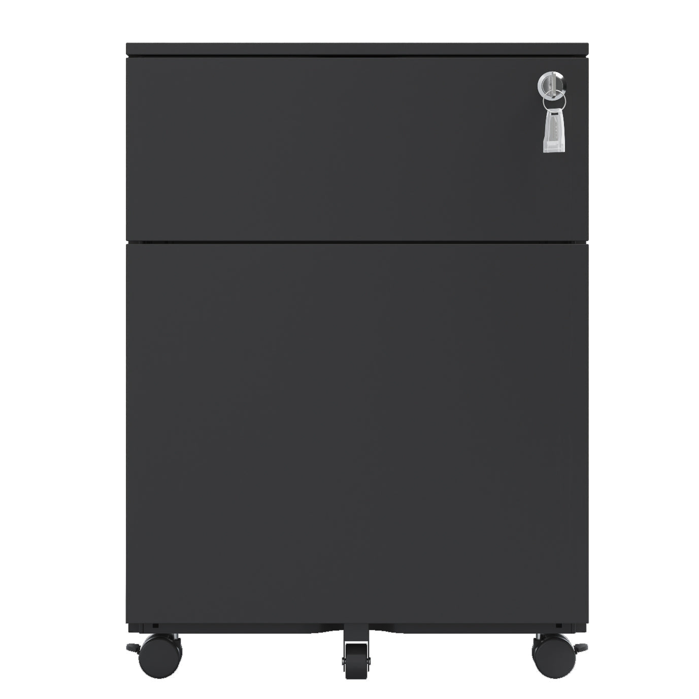 Steel 2 Drawer Mobile File Cabinet with Lock and Wheels, Black